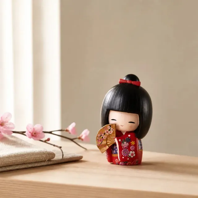 Esprit du Japon figurine kimono 14 cm fleurs cerisier