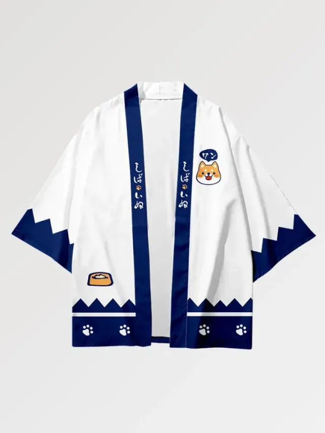 Japon Style Haori Kimono Shiba Inu veste motif chien