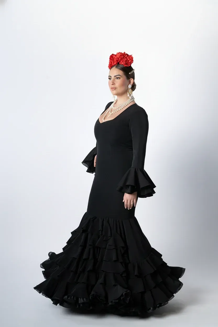 Viva la Feria Ébano robe flamenco noire volants