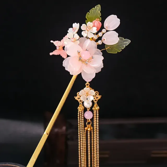 Japon style kanzashi origami pic à cheveux avec perles