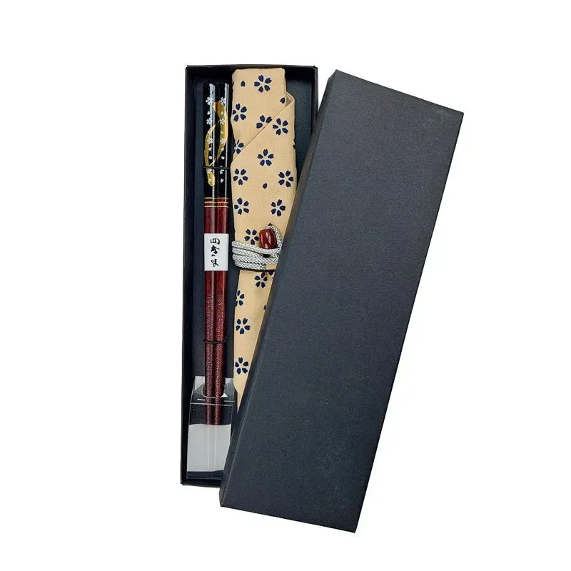 Japon style Baguettes japonaises bois pochette tissu