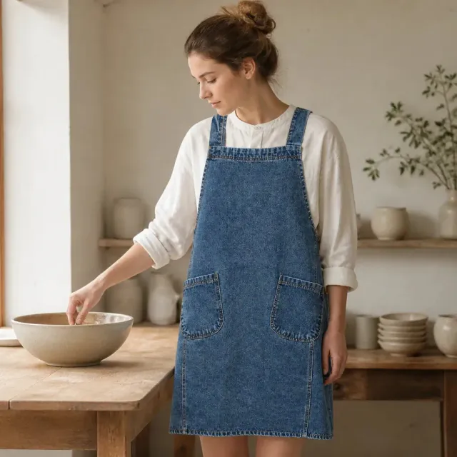 Esprit du Japon robe tablier japonais jean denim poches