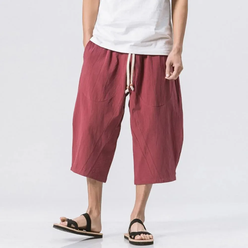 Japon style Mai pantalon court ample cordon