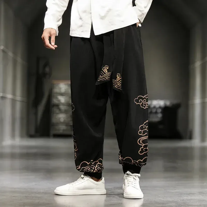 Japon style pantalon large japonais homme
