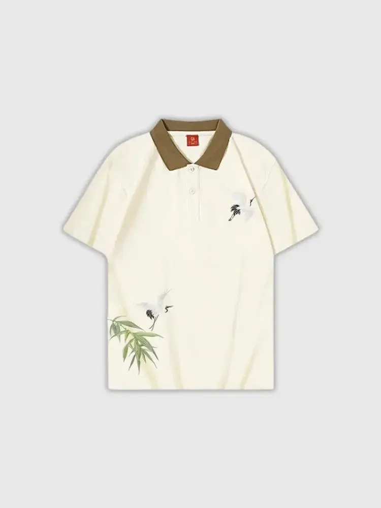 Japon style Ginowan t-shirt oiseau japonais coton