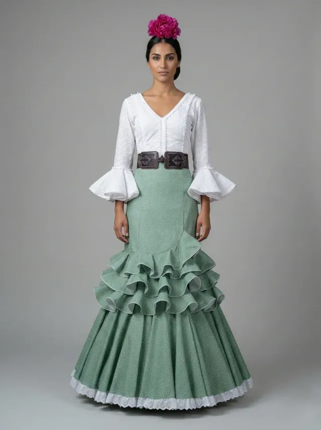 VIVA LA FERIA-MODA FLAMENCA Falda Campera Rociera Modelo Lucía jupe flamenca