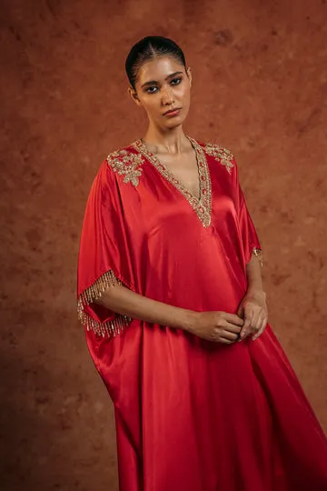 Rahul Mishra Himadri kurta satin soie rubis brodé
