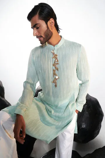 Rahul Mishra Cosmos 3D Hand-Embroidered Kurta aqua teal
