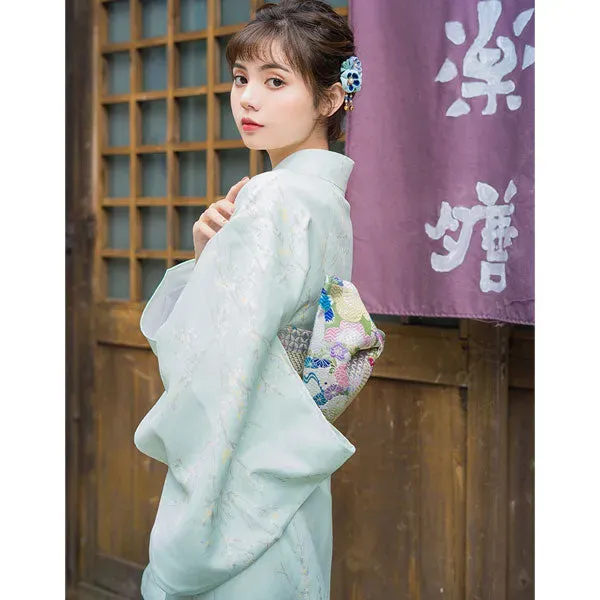 Esprit du Japon Kimono japonais femme vert pastel