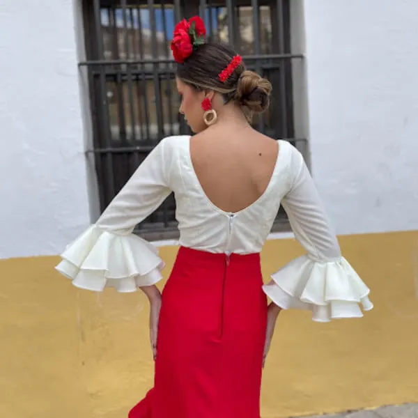 Viva La Feria Rociera Ronda chemisier stretch beige