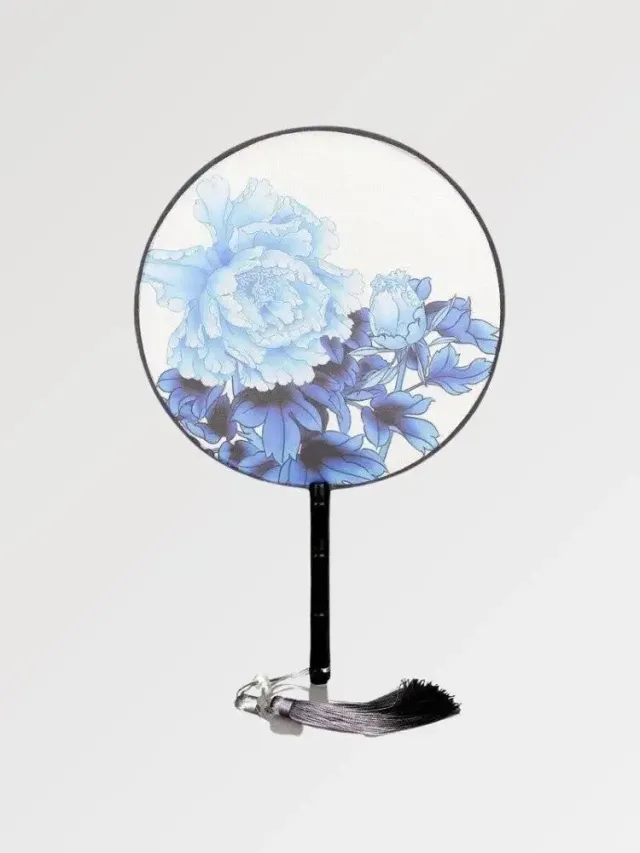 Japon style Éventail Japonais Rond aisai floral bleu