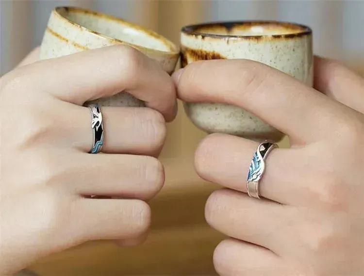Japon style bague couple style japonais harmonie