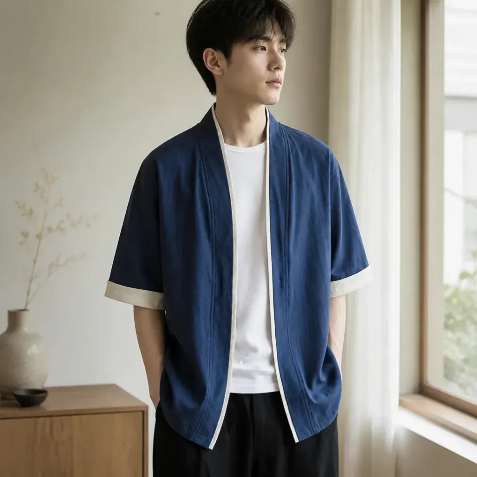 Esprit du Japon Veste Longue Kimono Homme Coton