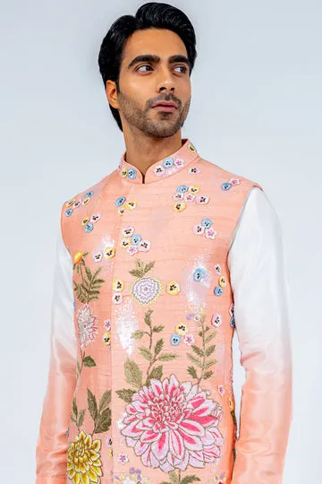 Rahul Mishra Dahlia Silk Organza Bandi bandi pêche en organza de soie
