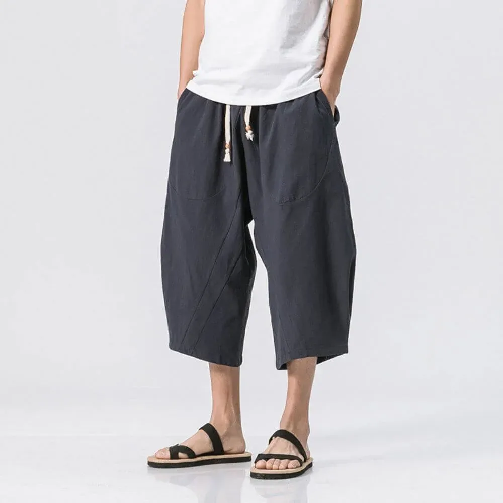 Japon style Mai pantalon court ample cordon