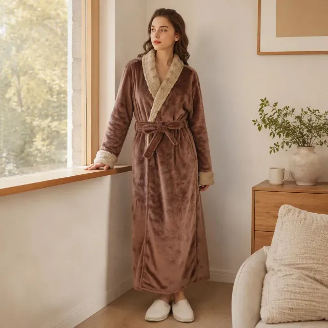 Esprit du Japon Peignoir Femme col châle polaire ceinture