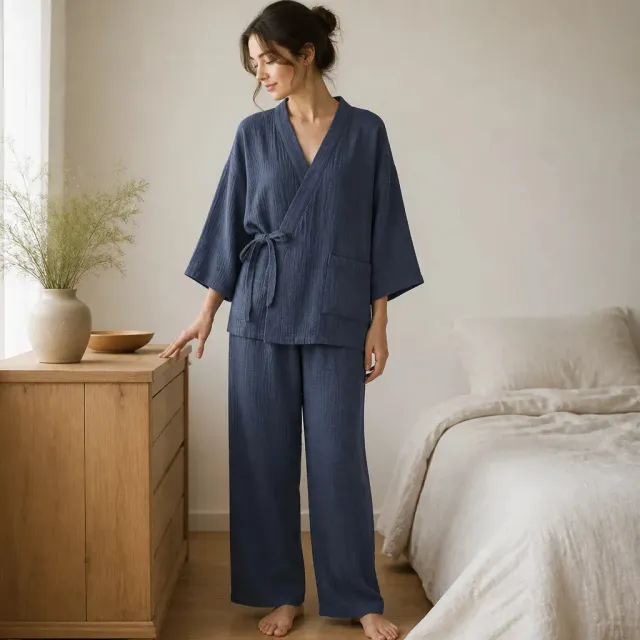 Esprit du Japon ensemble kimono pantalon femme coton