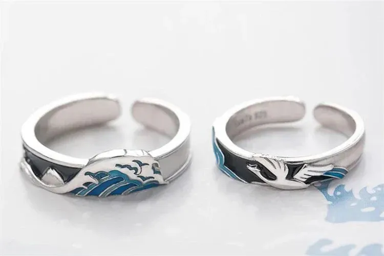Japon style bague couple style japonais harmonie