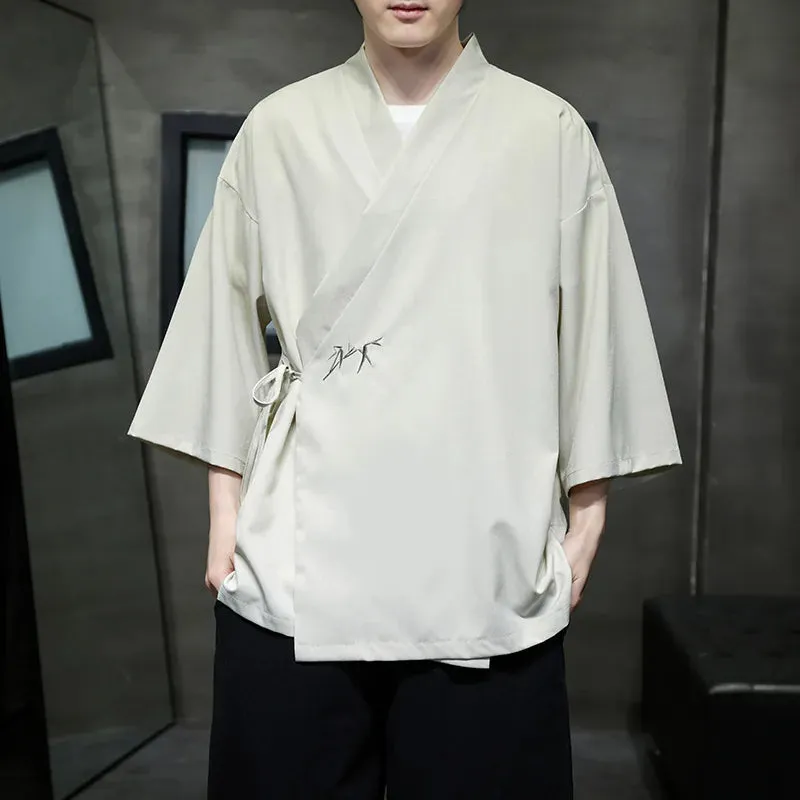 Esprit du Japon veste courte kimono homme brodée bambou