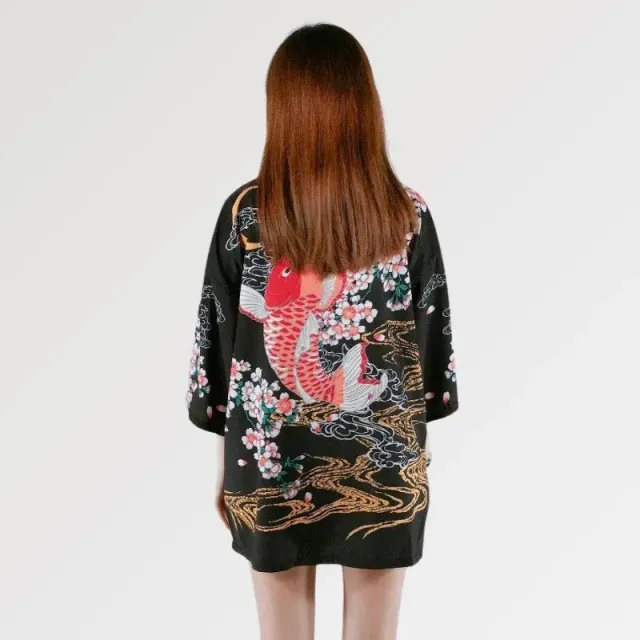 Japon style Sakura x Koi veste kimono femme oversize
