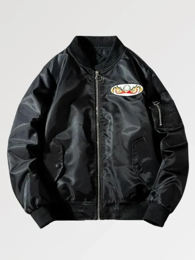 Japon style Vintage Samurai bomber brodé samouraï