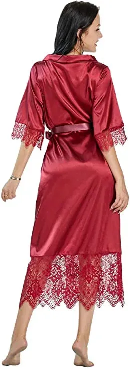 Esprit du Japon robe kimono satinée femme dentelle