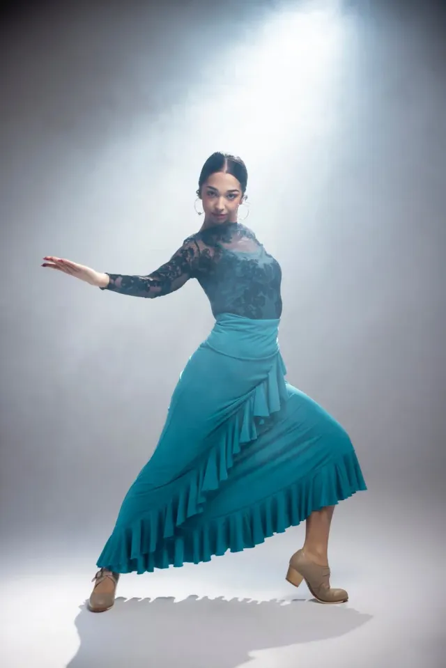 Viva la Feria Valoria jupe flamenco volant incliné