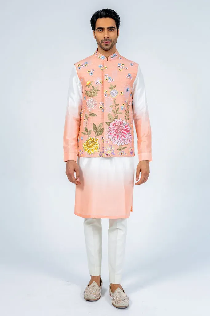 Rahul Mishra Dahlia Silk Organza Bandi bandi pêche en organza de soie
