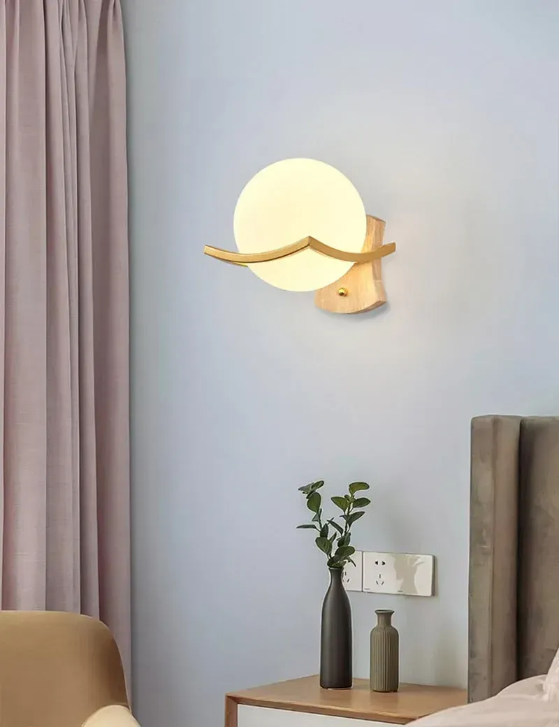 Japon style lampe murale chambre bois douce