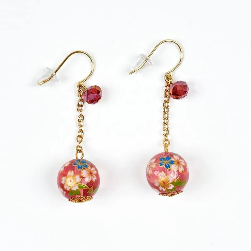 Japon style Boucles d’oreilles japonaises pendantes fleuries