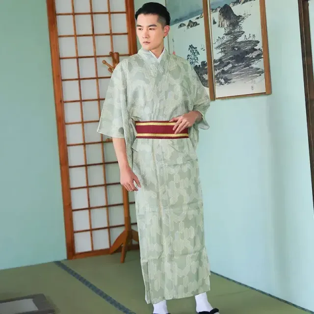 Japon style Fujioka kimono homme vert pomme