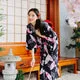 Esprit du Japon yukata femme noir motif sakura coton