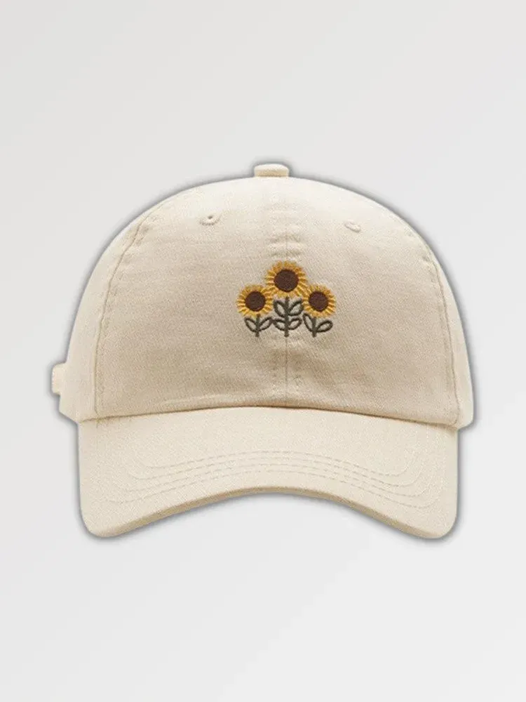 Japon style Casquette Brodée ‘tournesol’ casquette en coton brodée