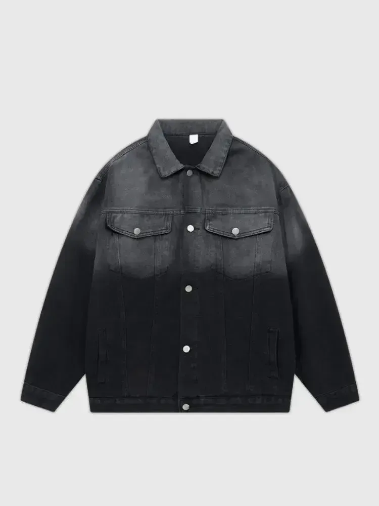Japon style Dégradé veste en jean denim vintage