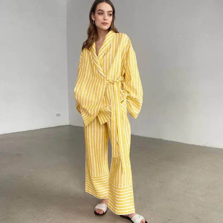 Esprit du Japon Ensemble Kimono rayé femme