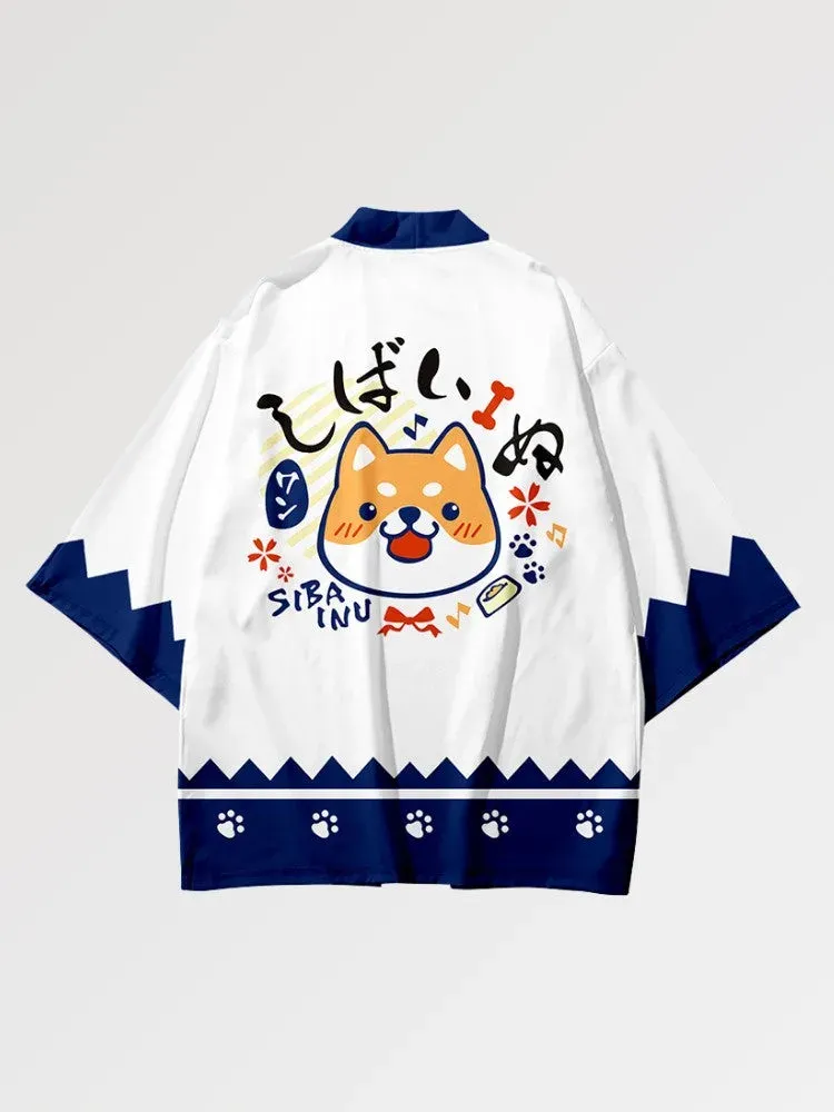 Japon Style Haori Kimono Shiba Inu veste motif chien