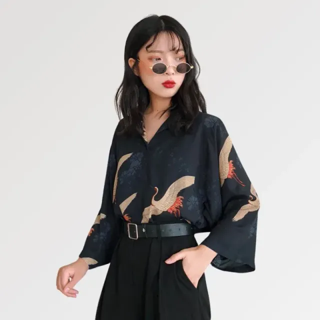 Japon style Toyama chemisier japonais femme col mao