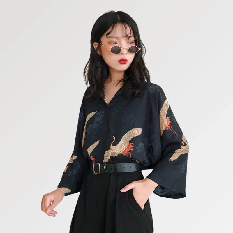 Japon style Toyama chemisier japonais femme col mao