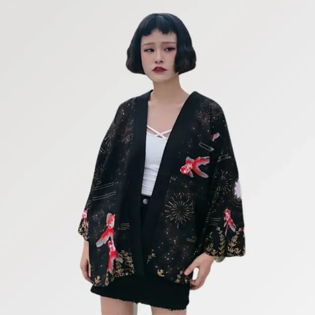 Japon style roi Ranchu X Lotus kimono motif lotus