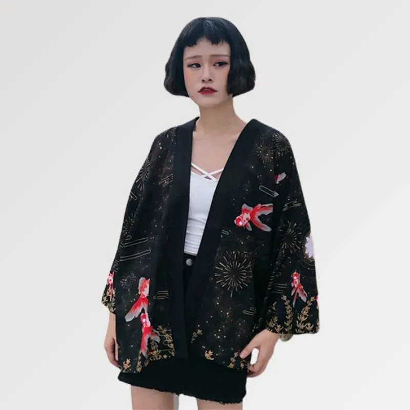 Japon style roi Ranchu X Lotus kimono motif lotus