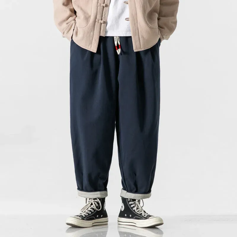 Japon style Dia pantalon d’hiver en laine et velours