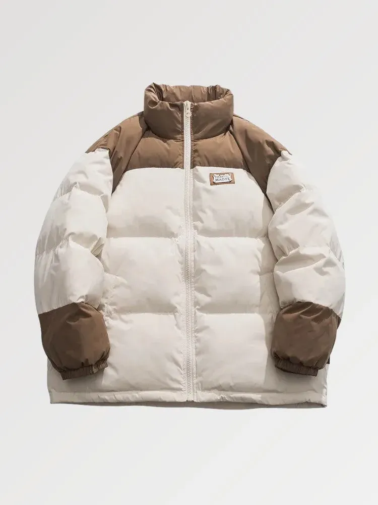 Japon style Maoye doudoune urbaine bicolore brodée