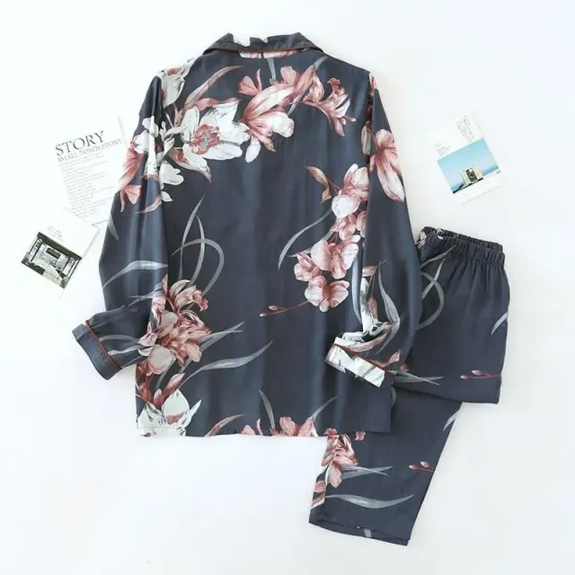 Japon style Pyjama Japonais Fleuri En Coton pyjama