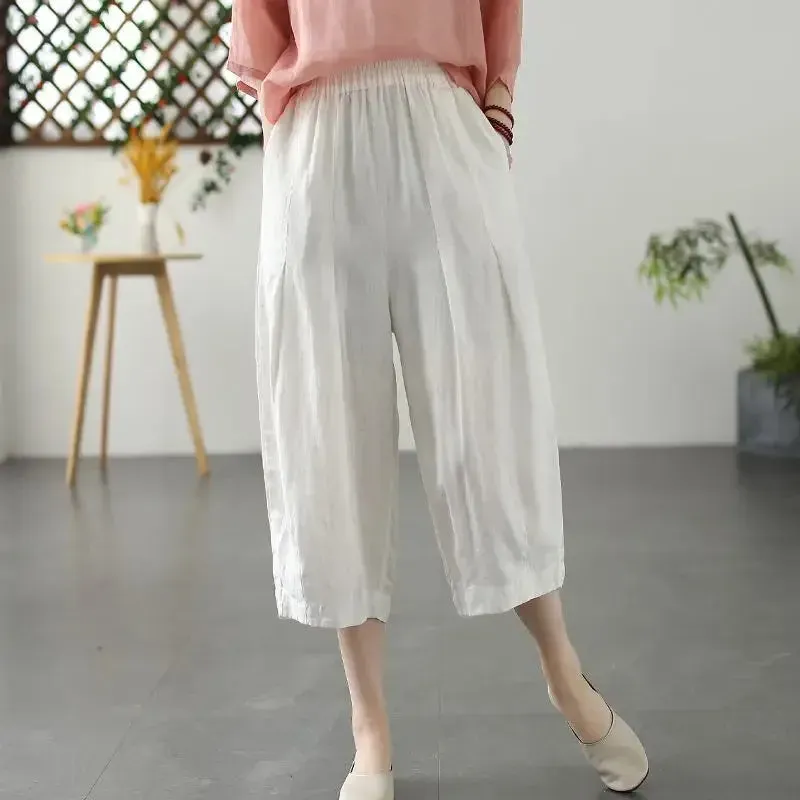 Japon style pantalon toile femme coupe ample