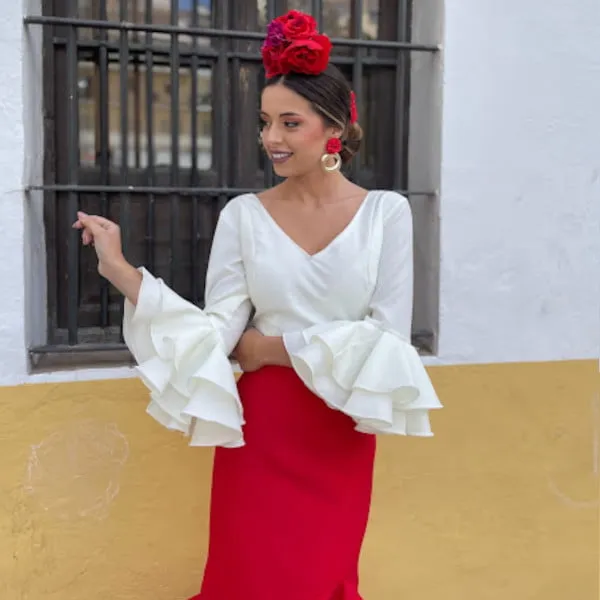Viva La Feria Rociera Ronda chemisier stretch beige