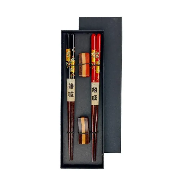 Japon style Baguettes Japonaises Luxe baguettes réutilisables motif fleuri doré