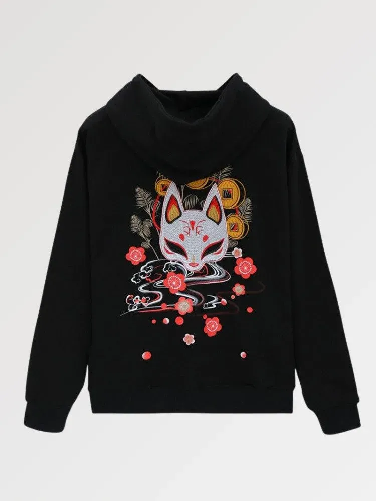 Japon style Fox Flower sweat kitsune renard floral