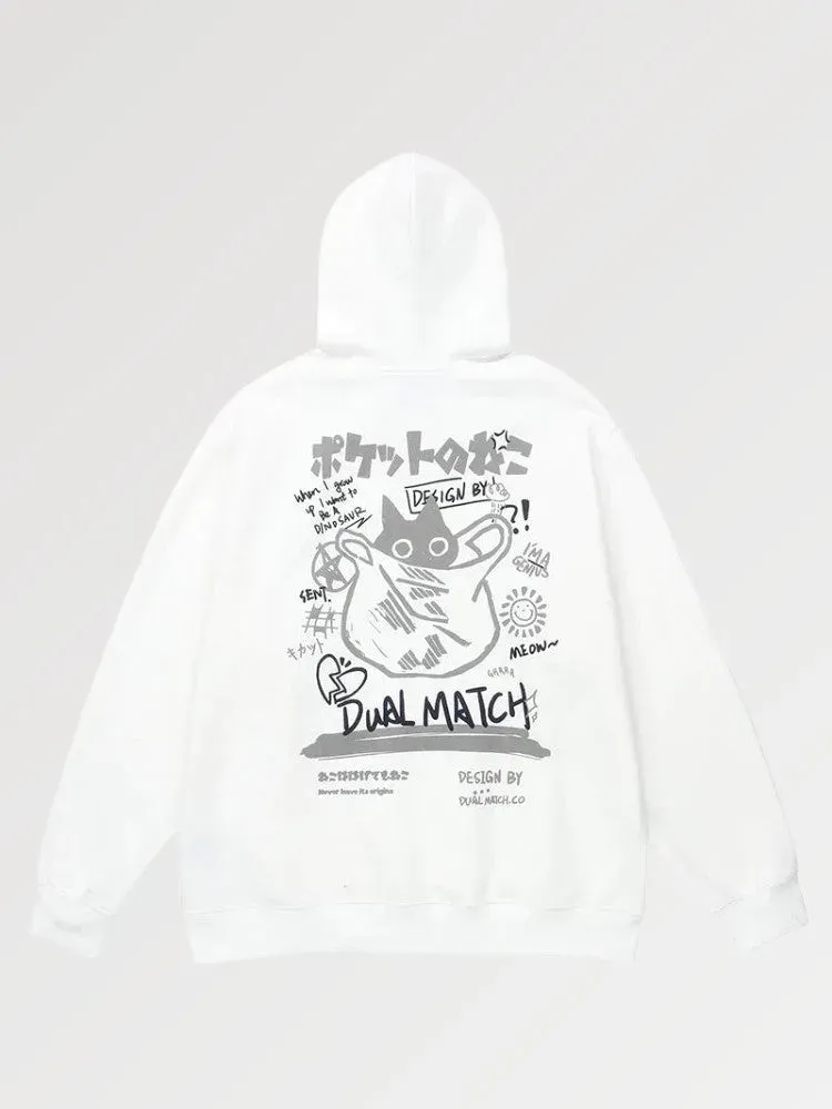 Japon style Cat Fury hoodie japonais chat coton bio