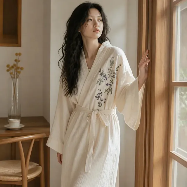 Esprit du Japon kimono de bain gaze de coton ceinture
