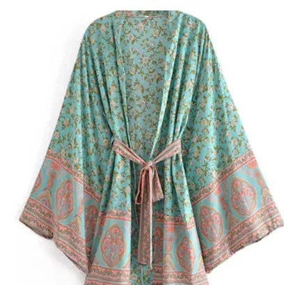 Esprit du Japon kimono de plage bohème floral coton